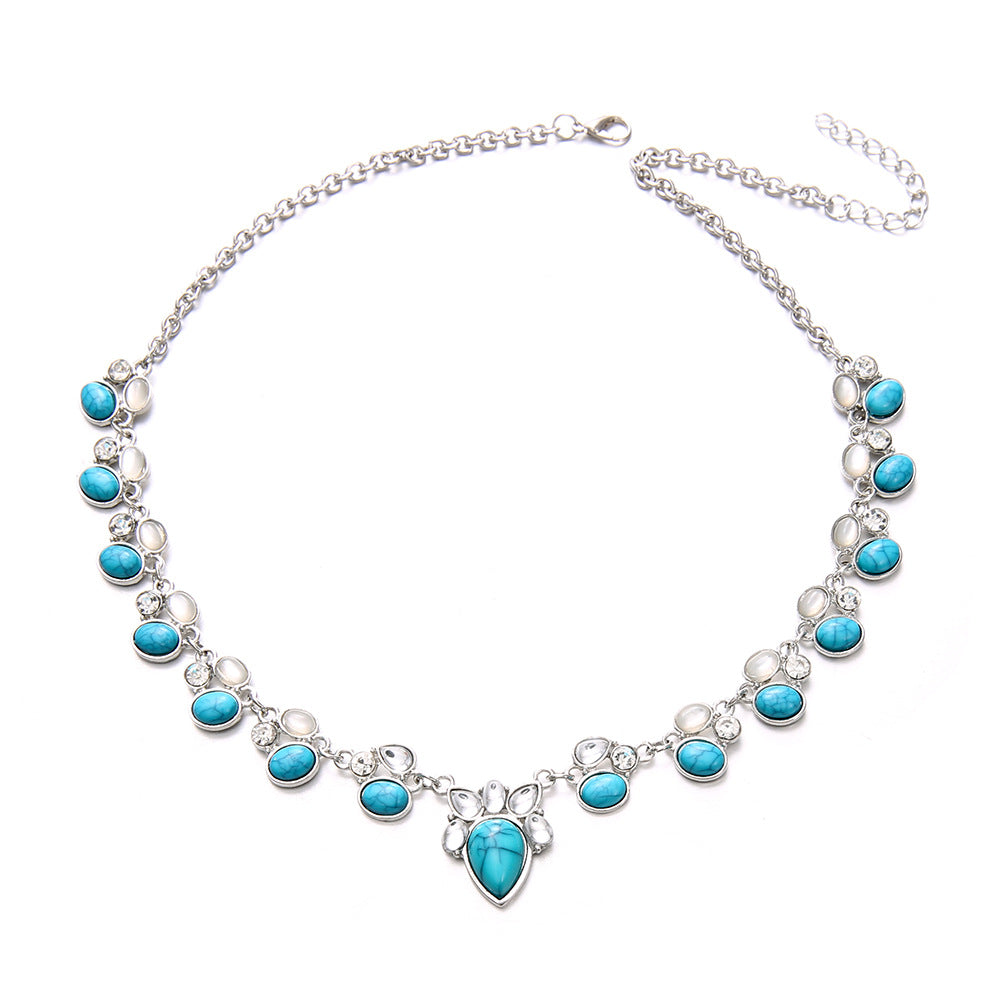 Wholesale Bohemian Flower Necklace with White Turquoise